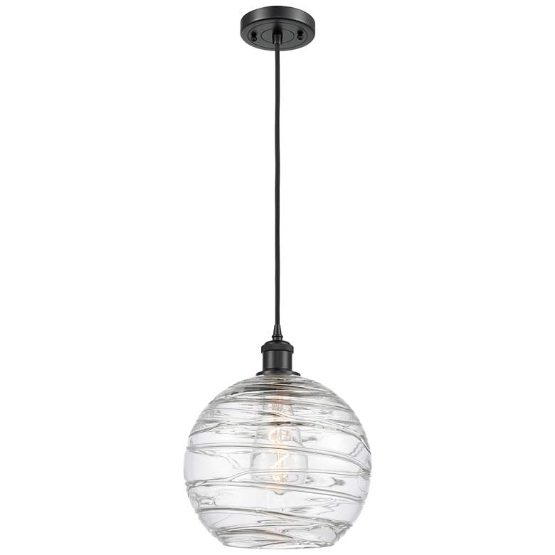 Image 1 Ballston Athens Deco Swirl 10" LED Mini Pendant - Matte Black - Clear