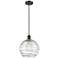 Ballston Athens Deco Swirl 10" LED Mini Pendant - Matte Black - Clear