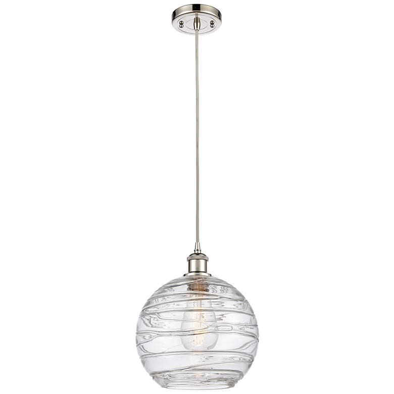 Image 1 Ballston Athens Deco Swirl 10" LED Mini Pendant - Polished Nickel - Cl