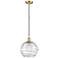 Ballston Athens Deco Swirl 10" LED Mini Pendant - Satin Gold - Clear