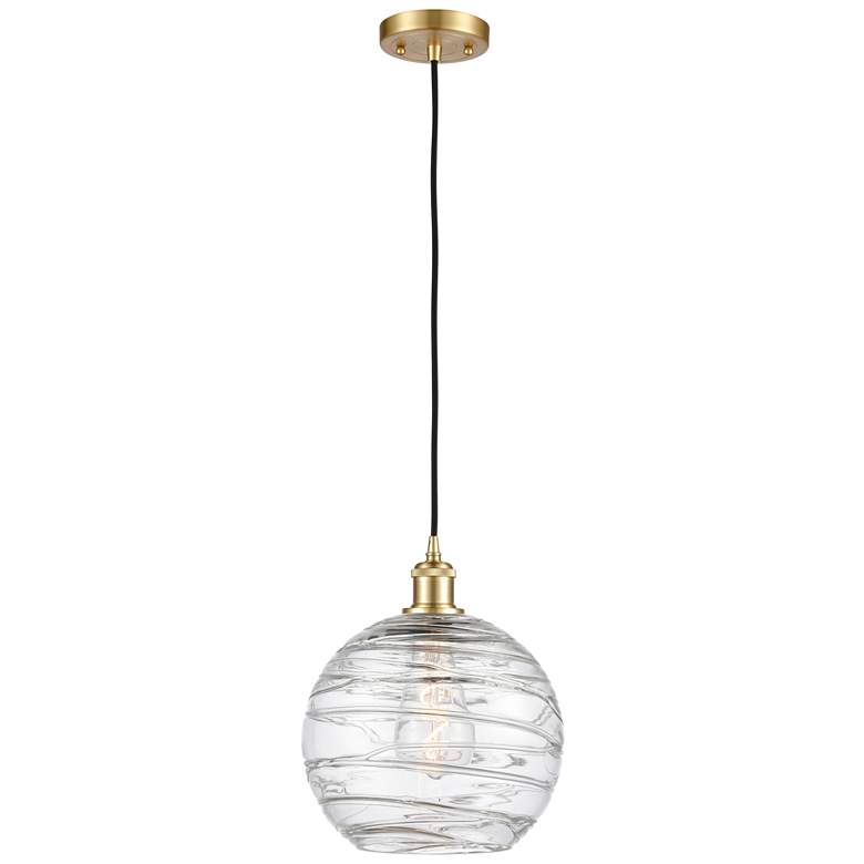 Image 1 Ballston Athens Deco Swirl 10" LED Mini Pendant - Satin Gold - Clear