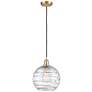 Ballston Athens Deco Swirl 10" LED Mini Pendant - Satin Gold - Clear