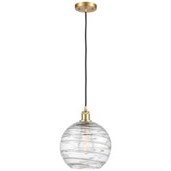 Ballston Athens Deco Swirl 10" LED Mini Pendant - Satin Gold - Clear