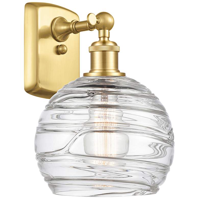 Image 1 Ballston Athens Deco Swirl 12" High Satin Gold Wall Sconce