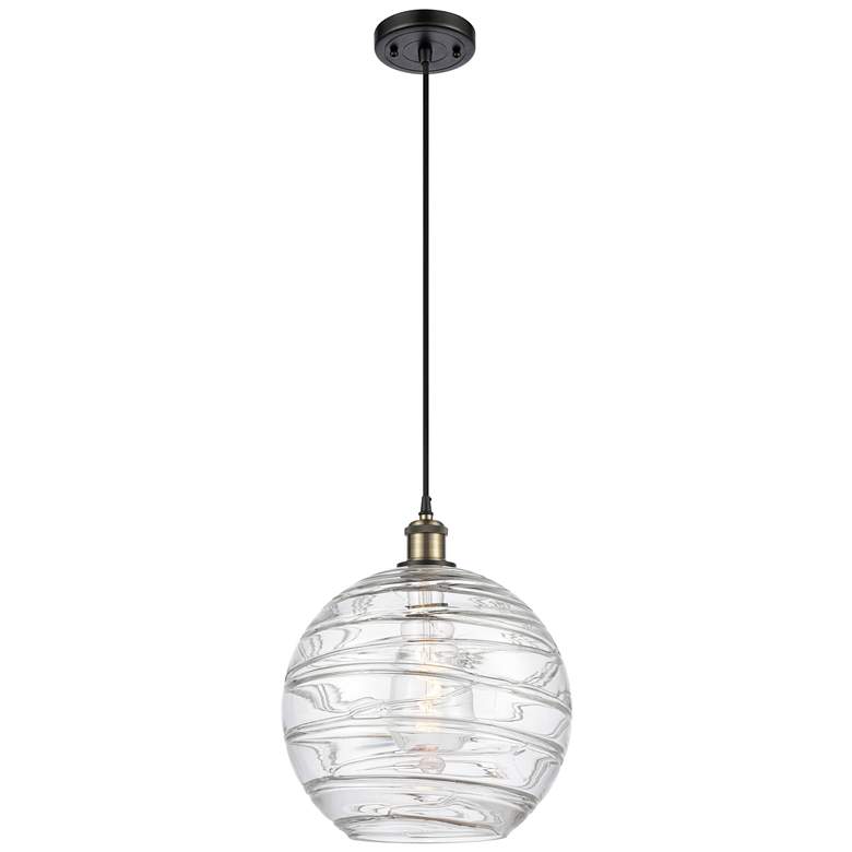 Image 1 Ballston Athens Deco Swirl 12" LED Mini Pendant - Black Brass - Clear
