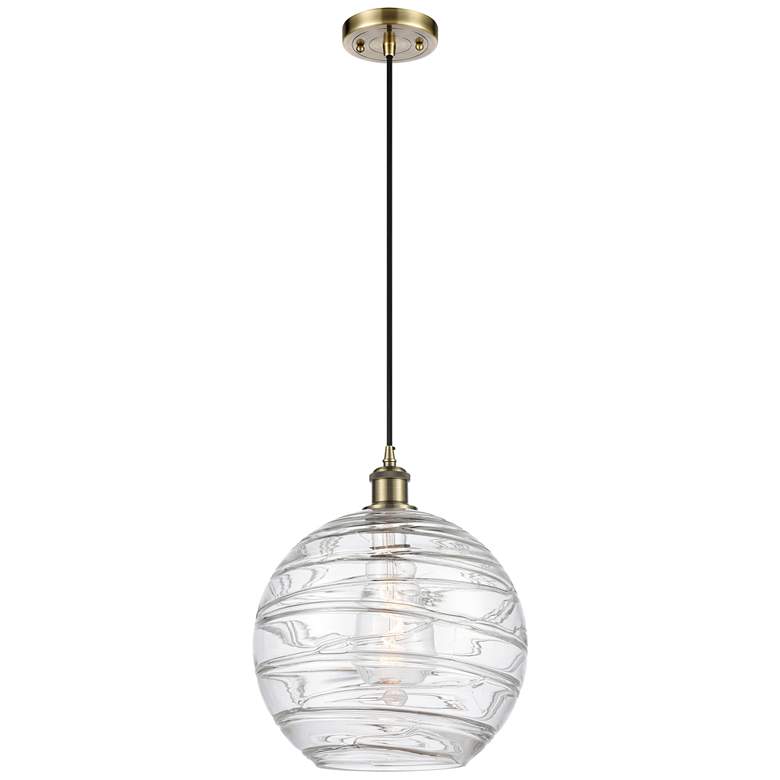 Image 1 Ballston Athens Deco Swirl 12" LED Mini Pendant - Brass - Clear