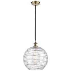 Ballston Athens Deco Swirl 12" LED Mini Pendant - Brass - Clear