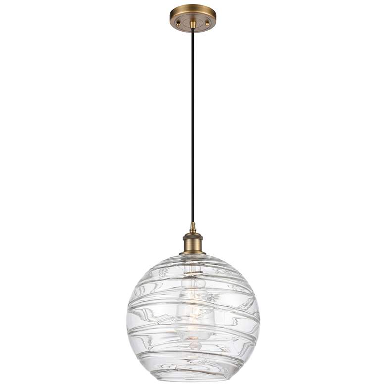 Image 1 Ballston Athens Deco Swirl 12" LED Mini Pendant - Brushed Brass - Clea