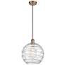 Ballston Athens Deco Swirl 12" LED Mini Pendant - Brushed Brass - Clea