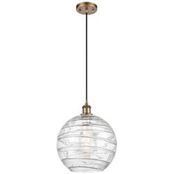 Ballston Athens Deco Swirl 12" LED Mini Pendant - Brushed Brass - Clea