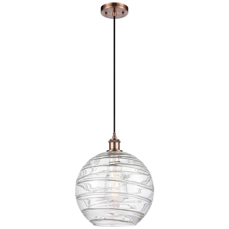 Image 1 Ballston Athens Deco Swirl 12" LED Mini Pendant - Copper - Clear