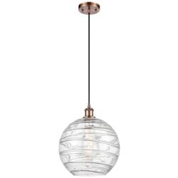 Ballston Athens Deco Swirl 12" LED Mini Pendant - Copper - Clear