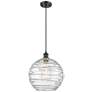 Ballston Athens Deco Swirl 12" LED Mini Pendant - Matte Black - Clear