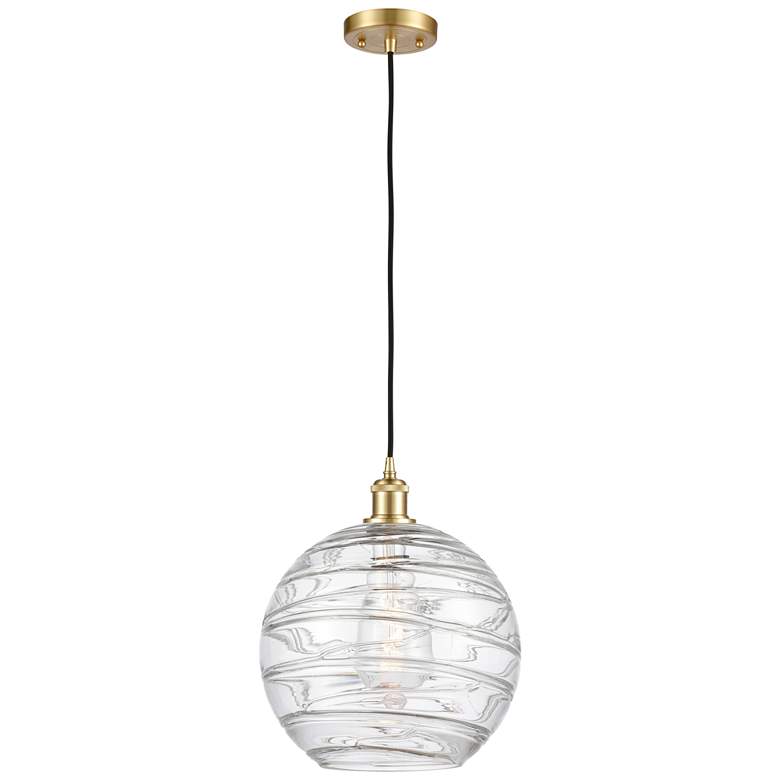 Image 1 Ballston Athens Deco Swirl 12" LED Mini Pendant - Satin Gold - Clear