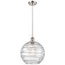 Ballston Athens Deco Swirl 12" LED Mini Pendant - Satin Nickel - Clear