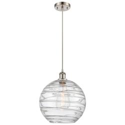 Ballston Athens Deco Swirl 12" LED Mini Pendant - Satin Nickel - Clear