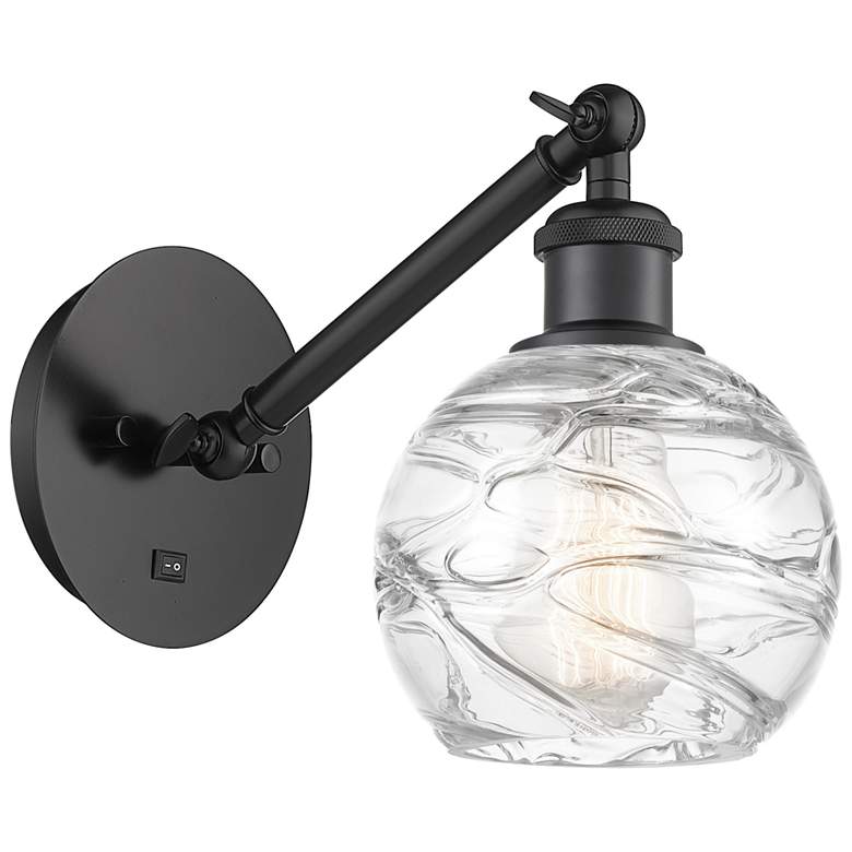 Image 1 Ballston Athens Deco Swirl 6" Incandescent Sconce - Black - Swirl Shad