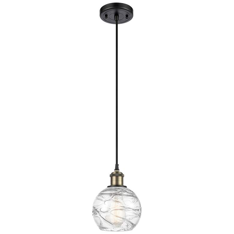 Image 1 Ballston Athens Deco Swirl 6" LED Mini Pendant - Black Brass - Clear