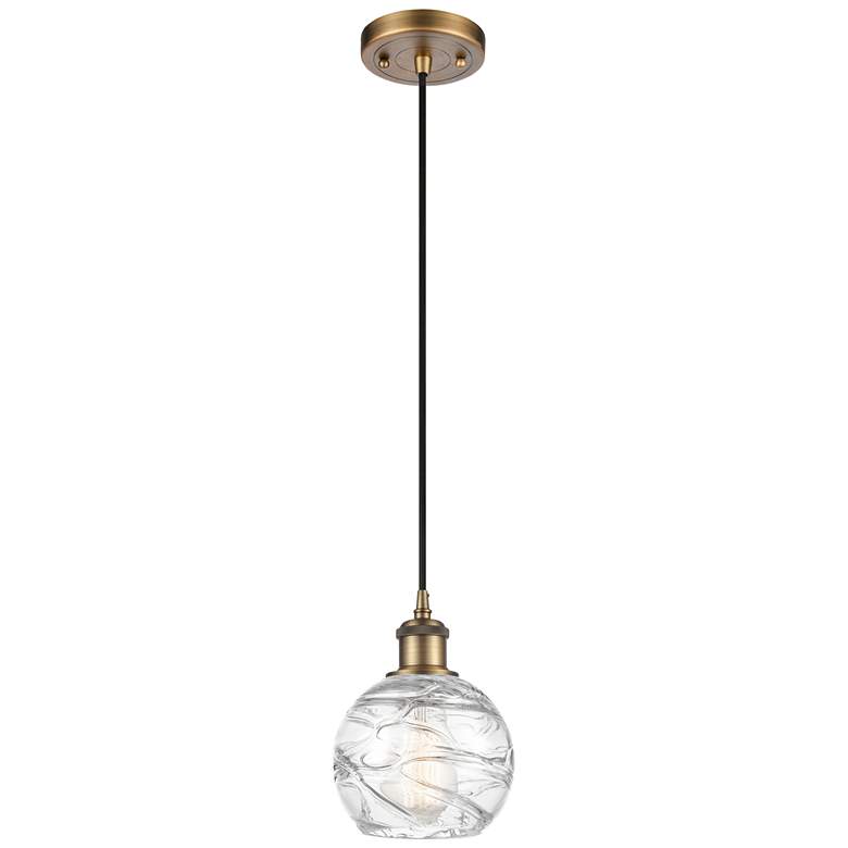 Image 1 Ballston Athens Deco Swirl 6" LED Mini Pendant - Brushed Brass - Clear