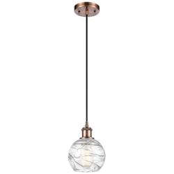 Ballston Athens Deco Swirl 6" LED Mini Pendant - Copper - Clear