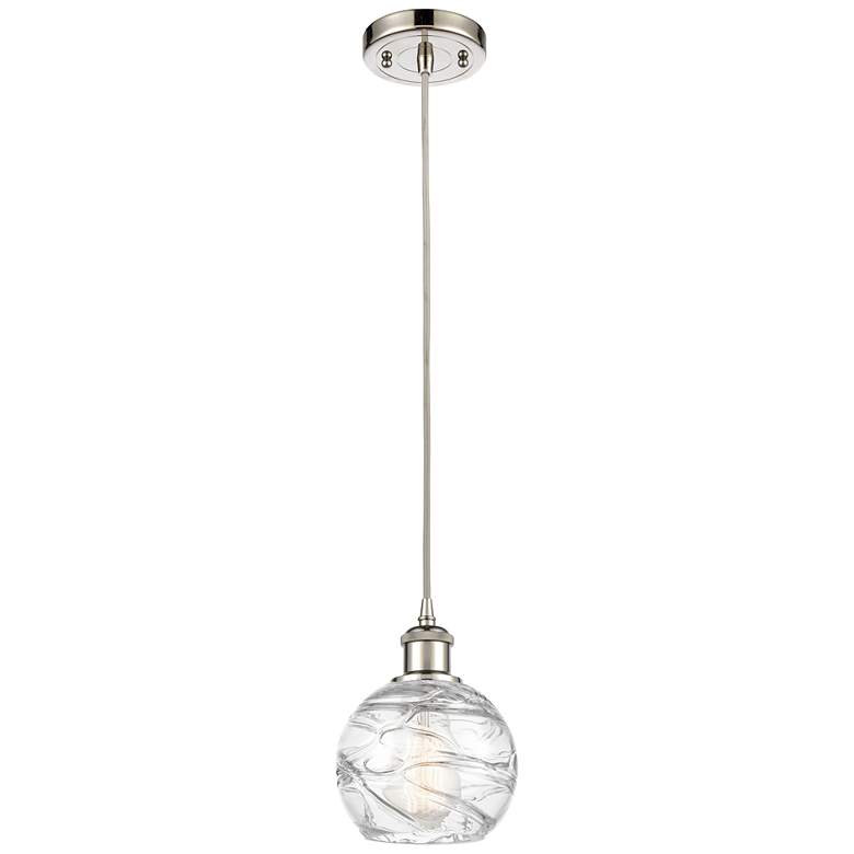 Image 1 Ballston Athens Deco Swirl 6" LED Mini Pendant - Polished Nickel - Cle