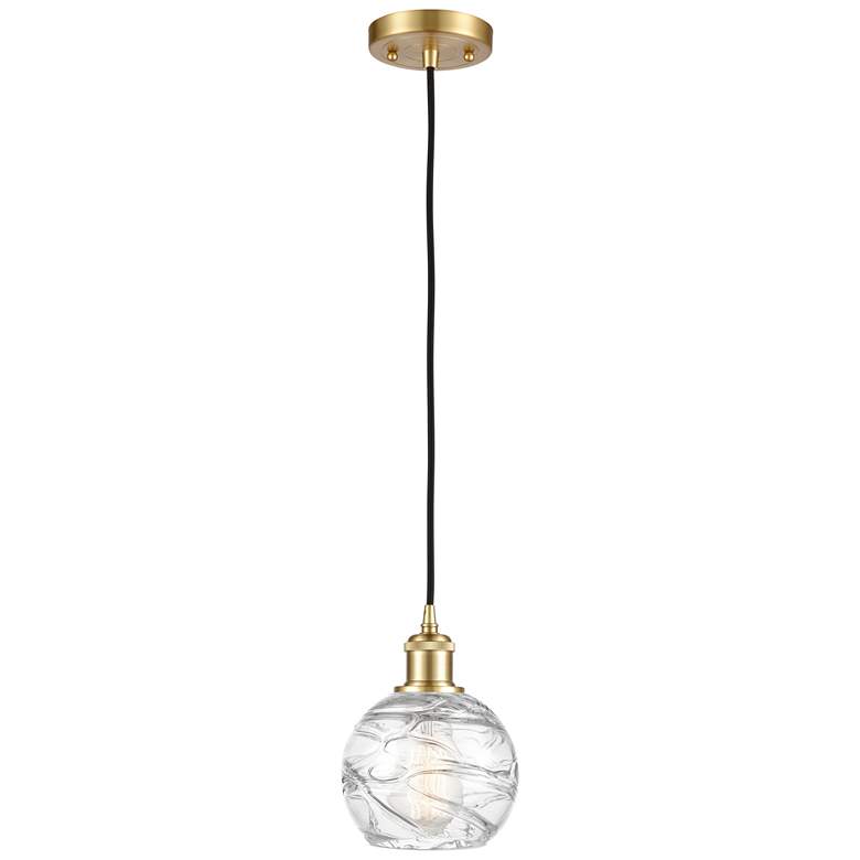 Image 1 Ballston Athens Deco Swirl 6 inch LED Mini Pendant - Satin Gold - Clear