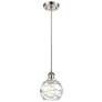 Ballston Athens Deco Swirl 6" LED Mini Pendant - Satin Nickel - Clear