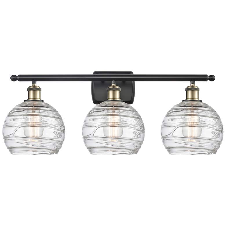 Image 1 Ballston Athens Deco Swirl 8" 3 Light 26" LED Bath Light - Black