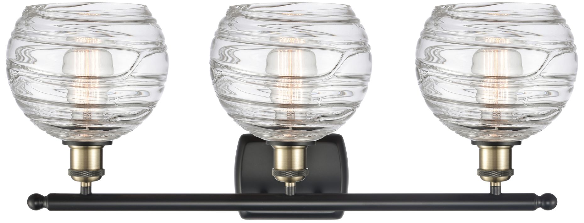 Image 2 Ballston Athens Deco Swirl 8" 3 Light 26" LED Bath Light - Black  more views