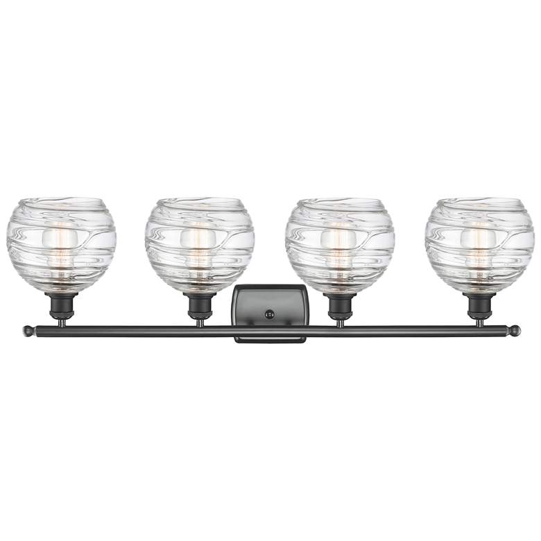 Image 3 Ballston Athens Deco Swirl 8" 4 Light 36" LED Bath Light - Black more views