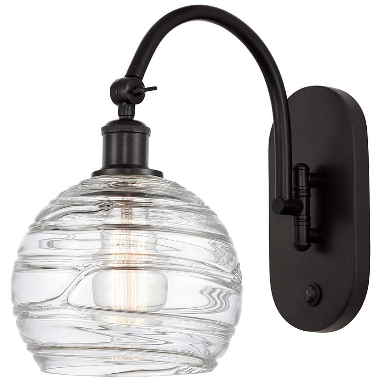 Image 1 Ballston Athens Deco Swirl 8" Incandescent Sconce - Bronze - Swirl Sha
