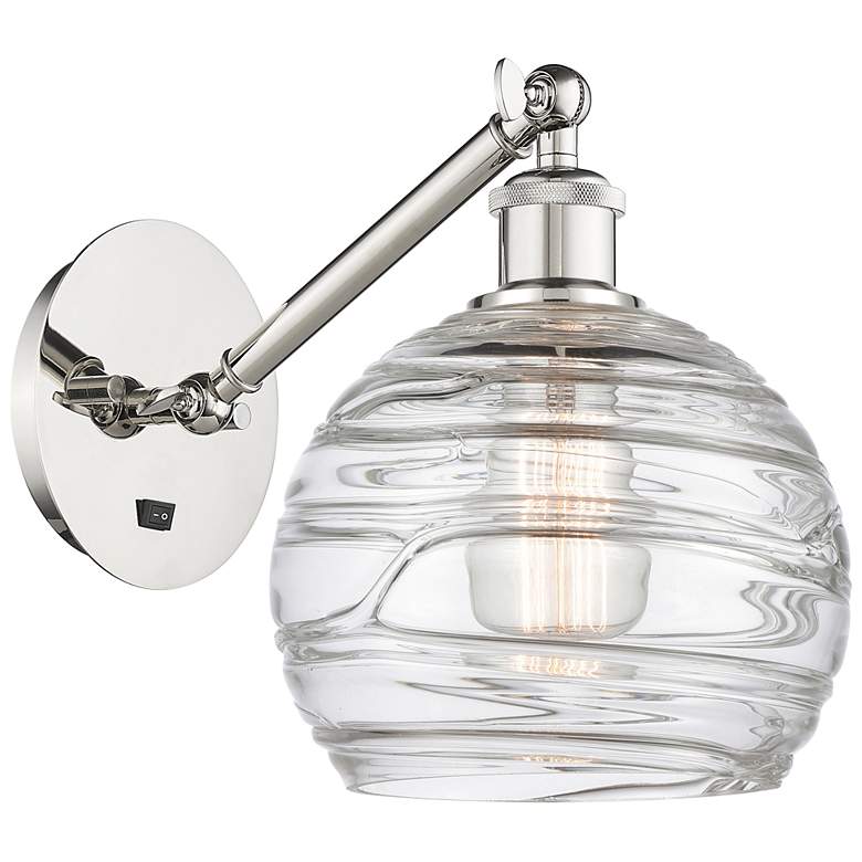 Image 1 Ballston Athens Deco Swirl 8" Incandescent Sconce - Nickel - Swirl Sha