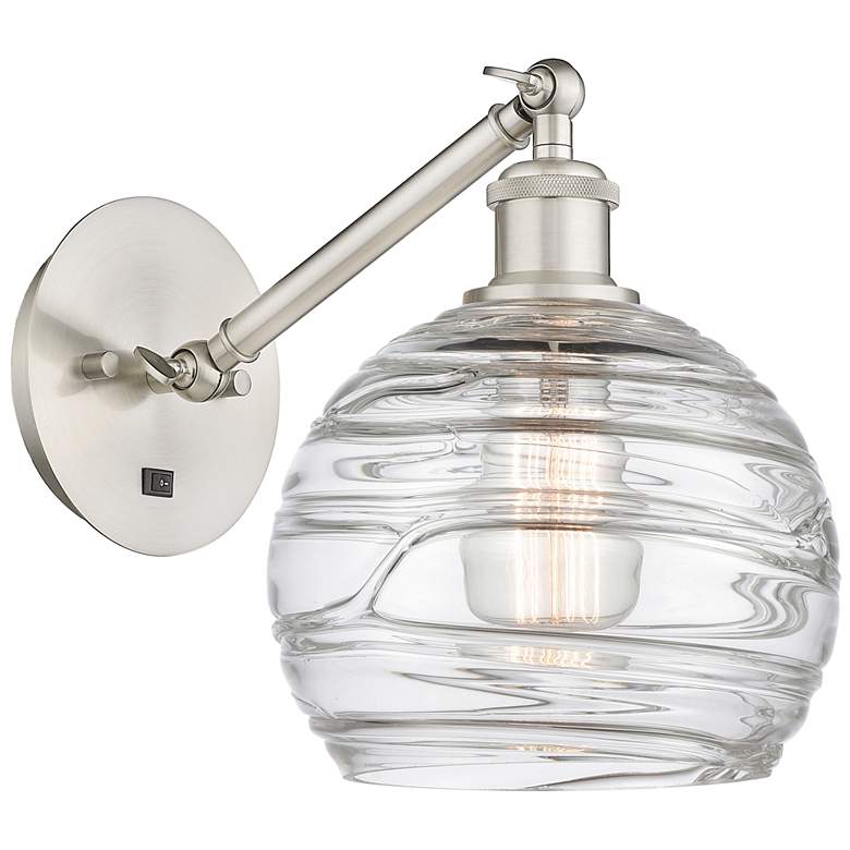 Image 1 Ballston Athens Deco Swirl 8" Incandescent Sconce - Nickel - Swirl Sha