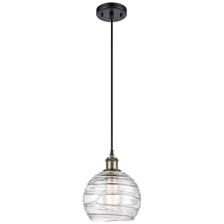 Image 1 Ballston Athens Deco Swirl 8" LED Mini Pendant - Black Brass - Clear