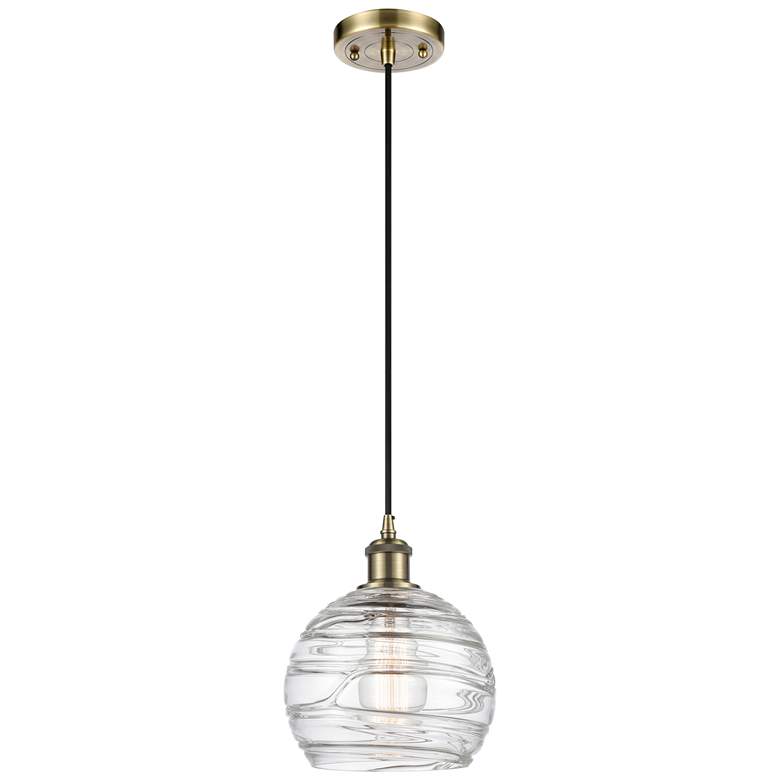 Image 1 Ballston Athens Deco Swirl 8" LED Mini Pendant - Brass - Clear