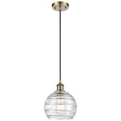 Ballston Athens Deco Swirl 8" LED Mini Pendant - Brass - Clear