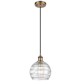 Image1 of Ballston Athens Deco Swirl 8" LED Mini Pendant - Brushed Brass - Clear