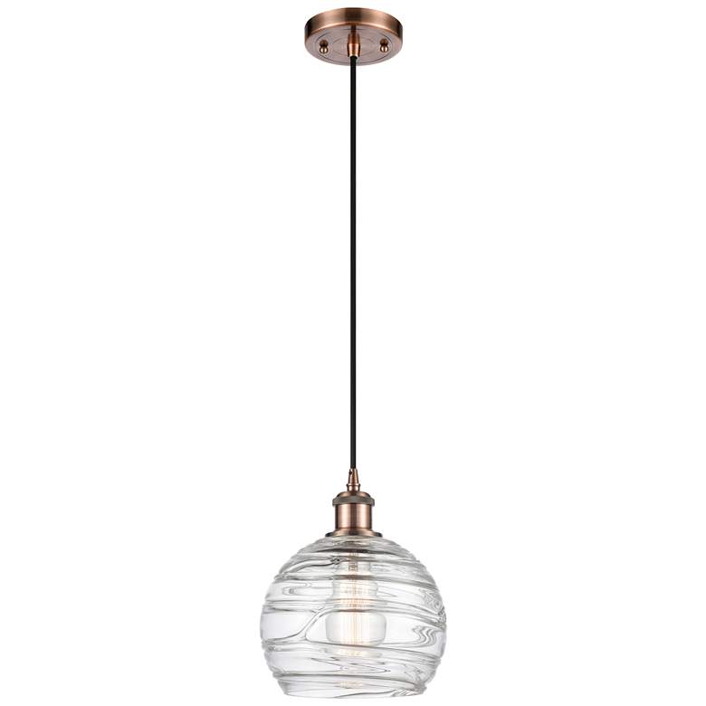 Image 1 Ballston Athens Deco Swirl 8" LED Mini Pendant - Copper - Clear