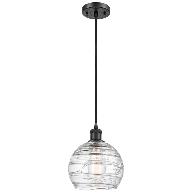 Image 1 Ballston Athens Deco Swirl 8" LED Mini Pendant - Matte Black - Clear