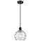 Ballston Athens Deco Swirl 8" LED Mini Pendant - Matte Black - Clear