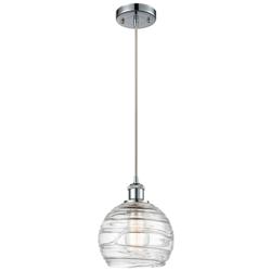 Ballston Athens Deco Swirl 8" LED Mini Pendant - Polished Chrome - Cle