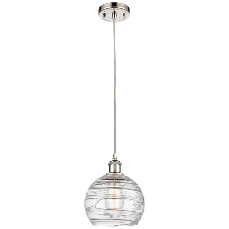 Image 1 Ballston Athens Deco Swirl 8" LED Mini Pendant - Polished Nickel - Cle