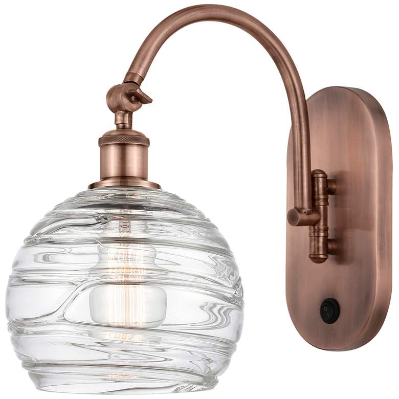 Image 1 Ballston Athens Deco Swirl 8" LED Sconce - Copper Finish - Swirl Shade