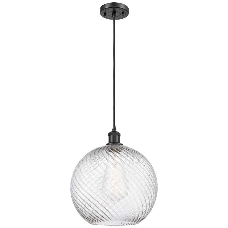 Image 1 Ballston Athens Twisted Swirl 12" LED Mini Pendant - Matte Black - Cle