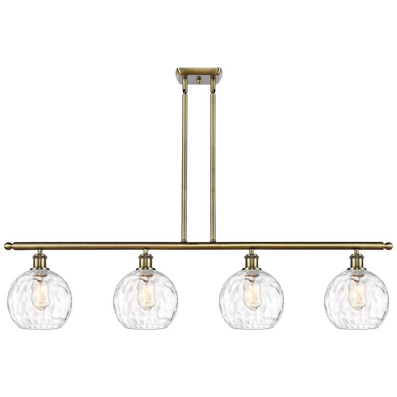 Image 1 Ballston Athens Water 8" 4 Light 48" Island Light - Brass - Clear