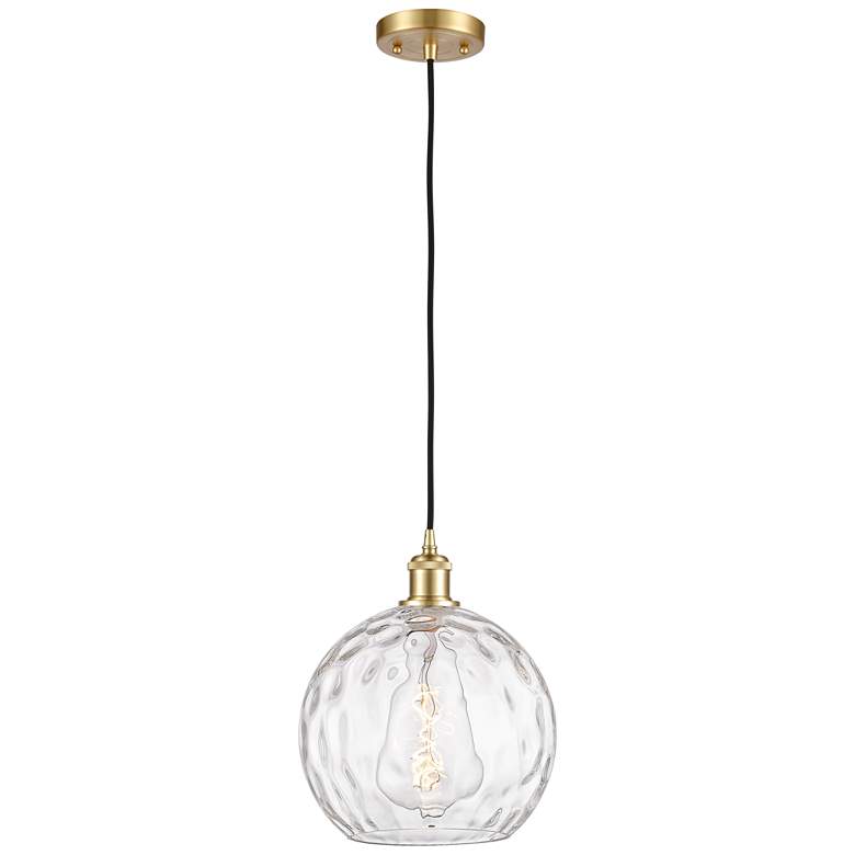 Image 1 Ballston Athens Water Glass 10" LED Mini Pendant - Satin Gold - Clear