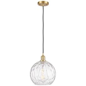 Ballston Athens Water Glass 10" LED Mini Pendant - Satin Gold - Clear Ballston Athens Water Glass 10" LED Mini Pendant - Satin Gold - Clear