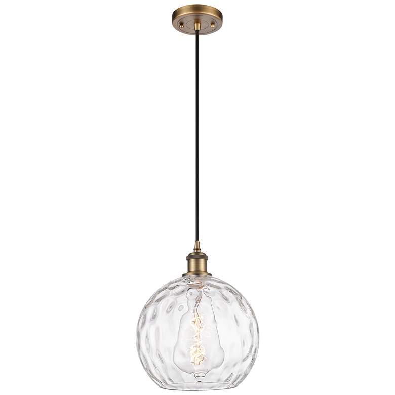 Image 1 Ballston Athens Water Glass 10" Mini Pendant - Brushed Brass - Clear