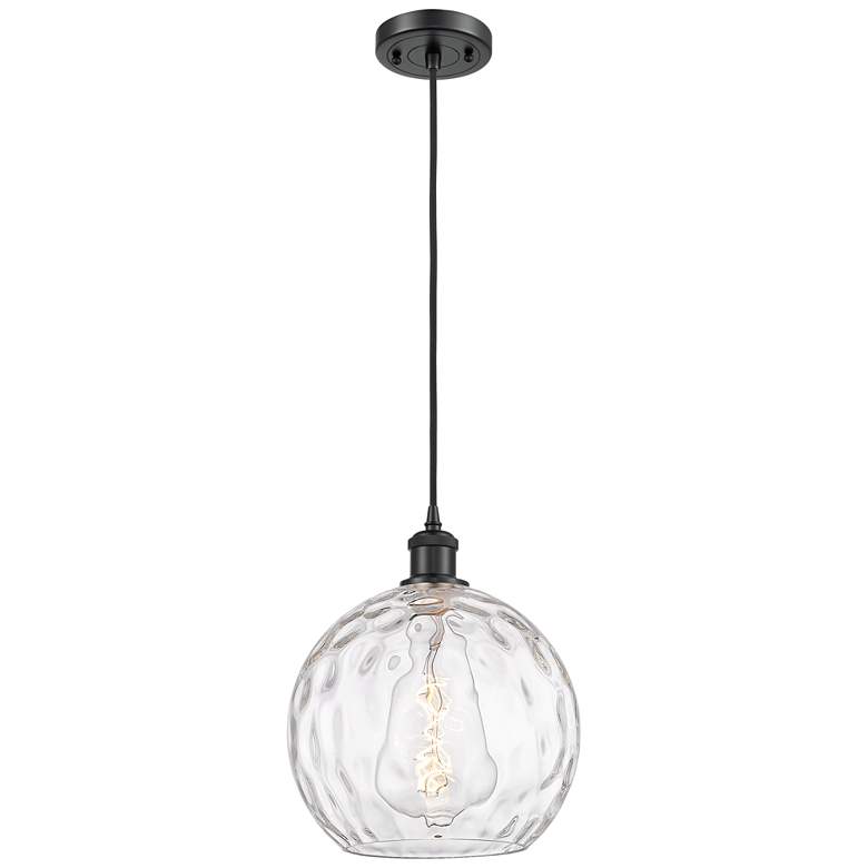 Image 1 Ballston Athens Water Glass 10" Mini Pendant - Matte Black - Clear