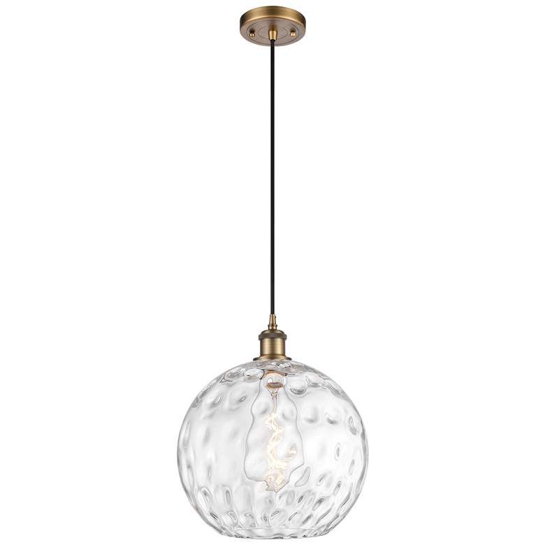 Image 1 Ballston Athens Water Glass 12" LED Mini Pendant - Brushed Brass - Cle
